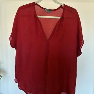 Vince 100% Silk Red Women's Top